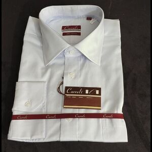 MEN'S CARRELI LT. BLUE SQUARE PATTERN DRESS SHIRT
